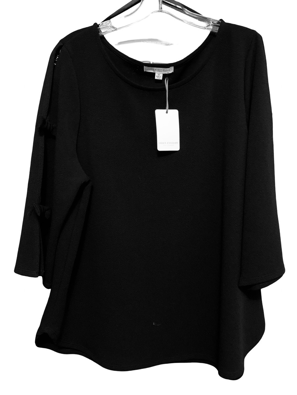Green Envelope Black Cut Out Detail Sleeves Bow Tie Accents Size 1X NWT